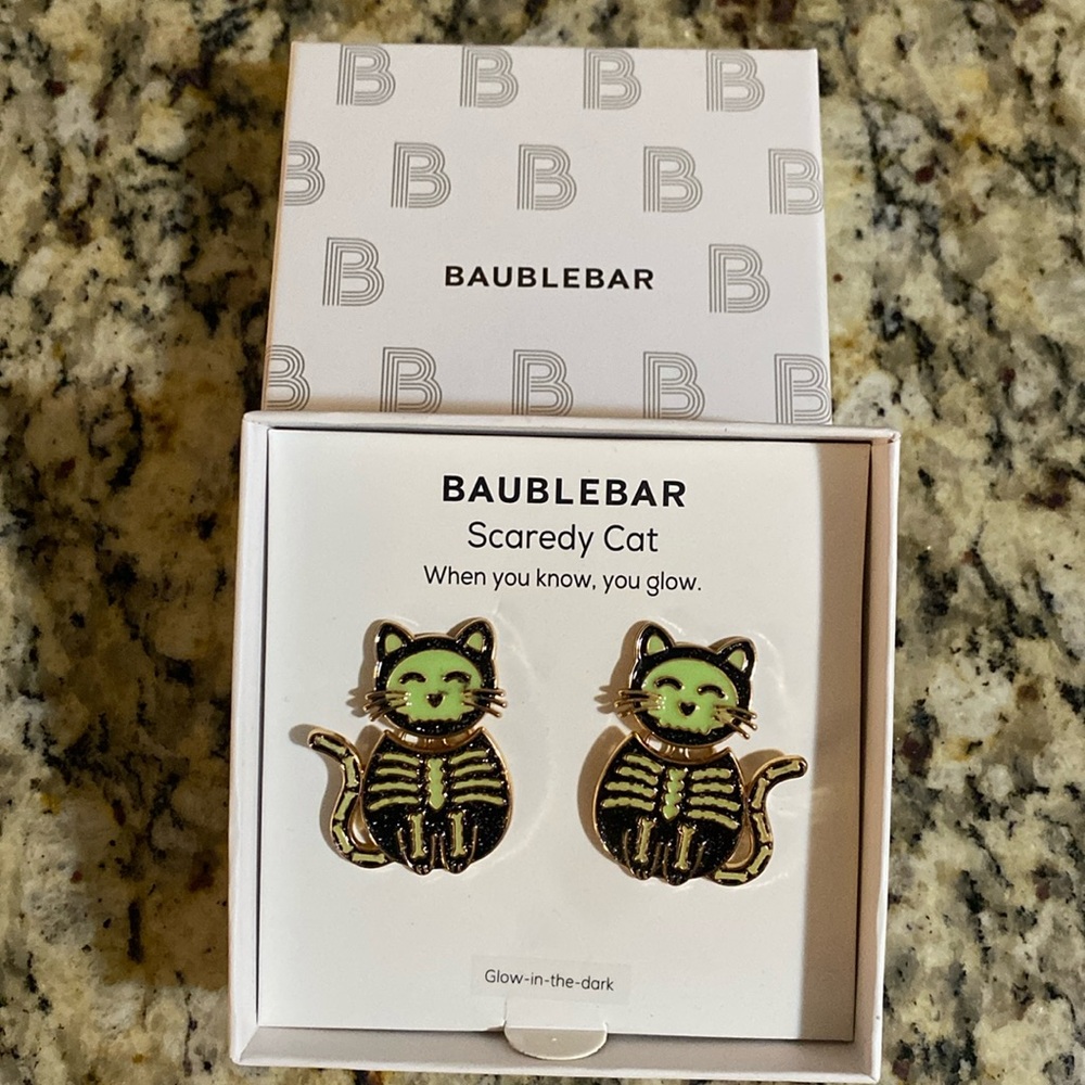 BaubleBar Scaredy Cat Glow in the Dark Earrings